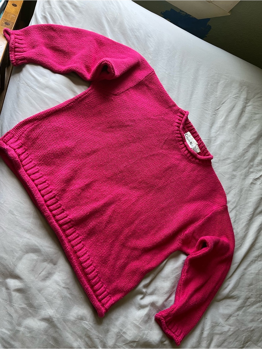 Crop Crewneck Sweater in Hot Pink - Women